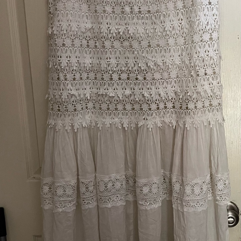 Boston Proper Strapless White Embellished Maxi Dress
